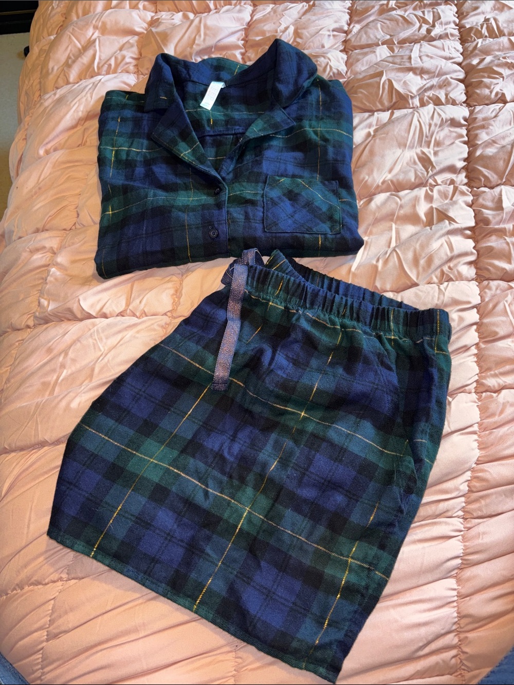 Cacique Blue & Green Plaid Pajama Set 22/24 Women’s Sleep Set Lane Bryant 2pc